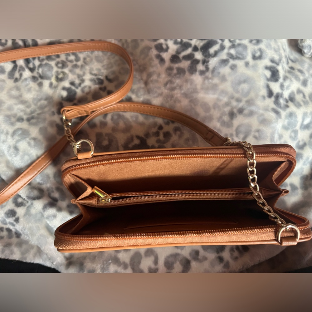 cute brown wallet purse with strap
